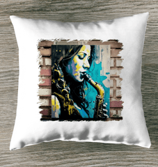 She Breathes Through Music Indoor Pillow - Beyond T-shirts