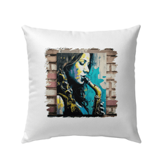 She Breathes Through Music Outdoor Pillow - Beyond T-shirts