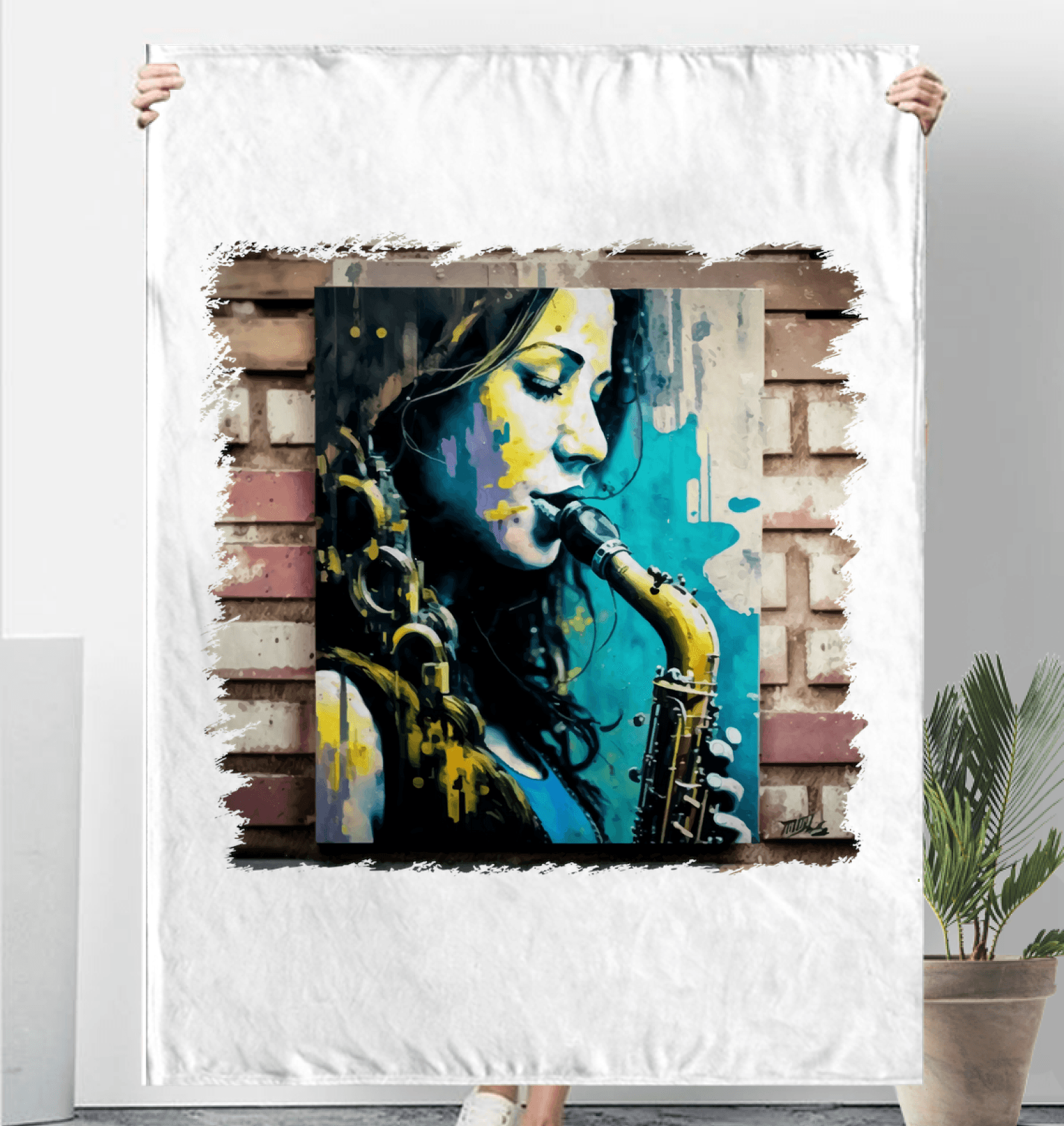 She Breathes Through Music Sherpa Blanket - Beyond T-shirts