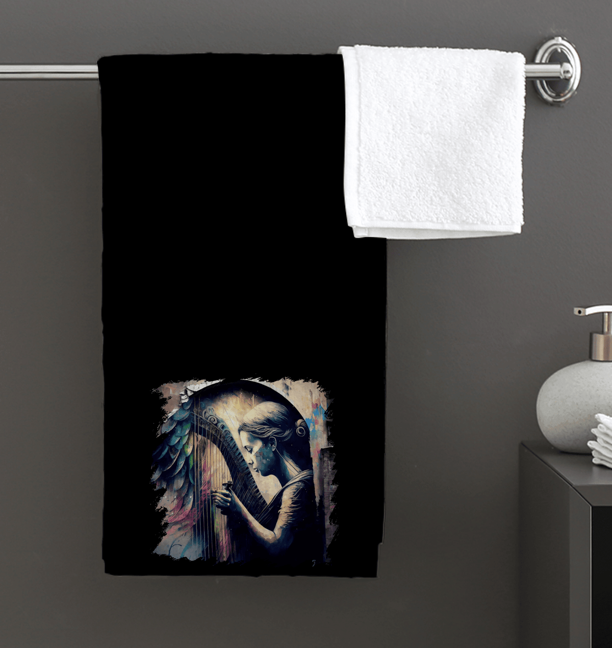 She Can Make That Harp Sing Bath Towel - Beyond T-shirts