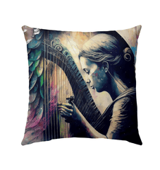 She Can Make That Harp Sing Outdoor Pillow - Beyond T-shirts