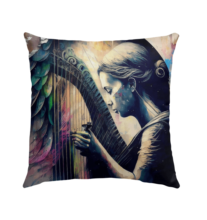 She Can Make That Harp Sing Outdoor Pillow - Beyond T-shirts