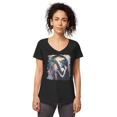 She Can Make That Harp Sing Women’s Fitted V-Neck T-Shirt - Beyond T-shirts