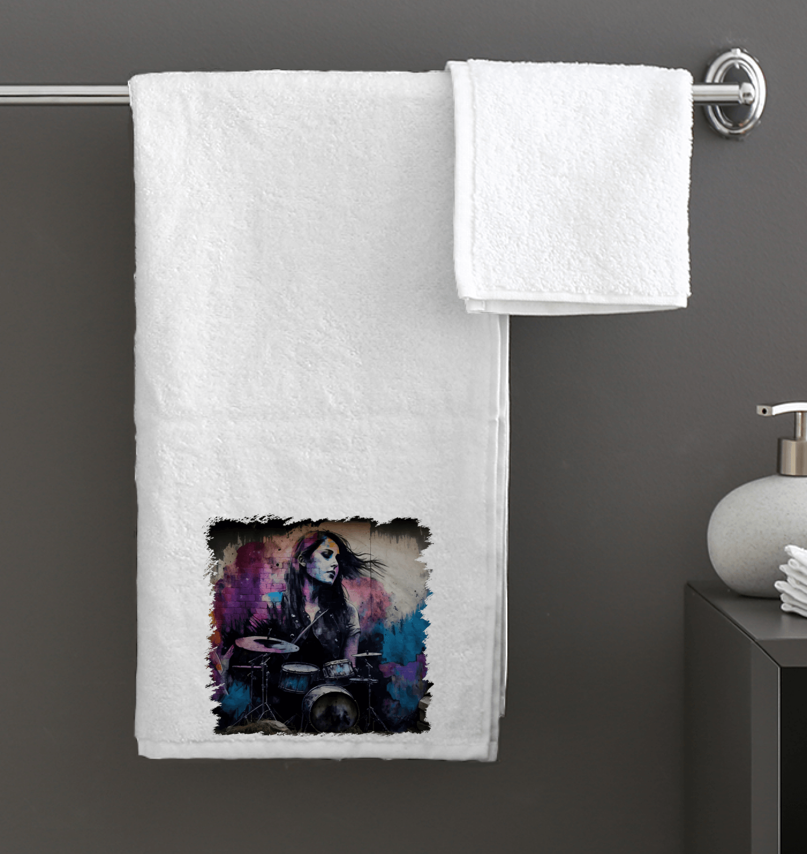 She Drums With Power Bath Towel - Beyond T-shirts