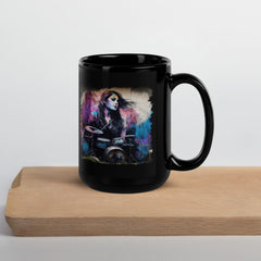 She Drums With Power Black Glossy Mug - Beyond T-shirts