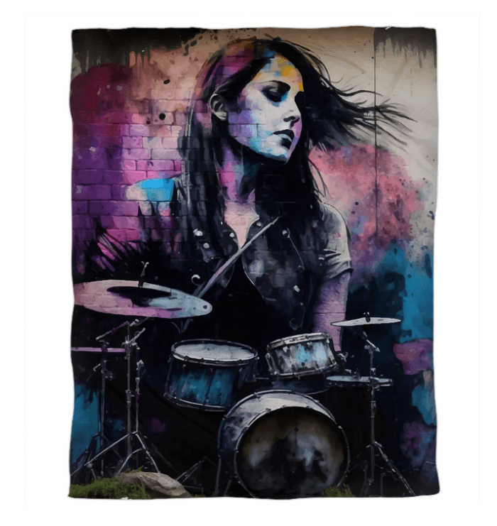 She Drums With Power Duvet Cover - Beyond T-shirts