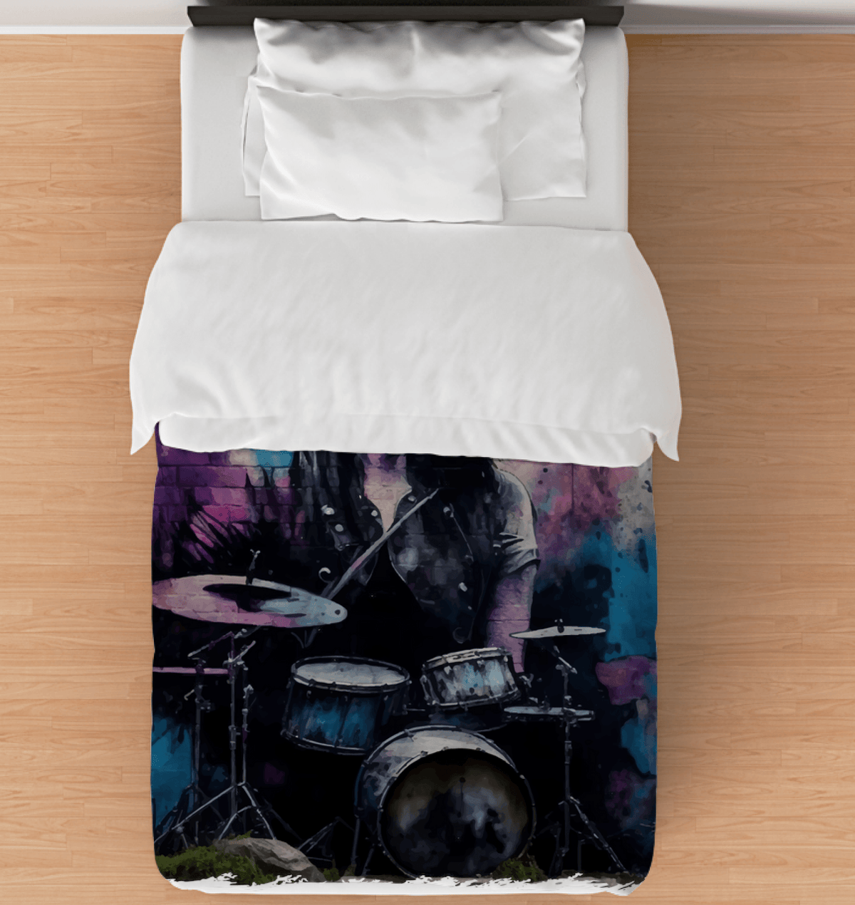 She Drums With Power Duvet Cover - Beyond T-shirts