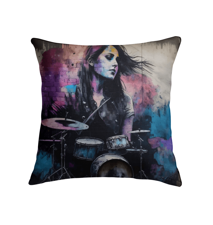 She Drums With Power Indoor Pillow - Beyond T-shirts