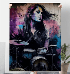 She Drums With Power Sherpa Blanket - Beyond T-shirts