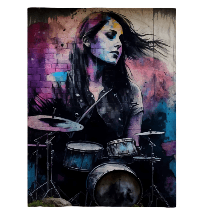 She Drums With Power Sherpa Blanket - Beyond T-shirts