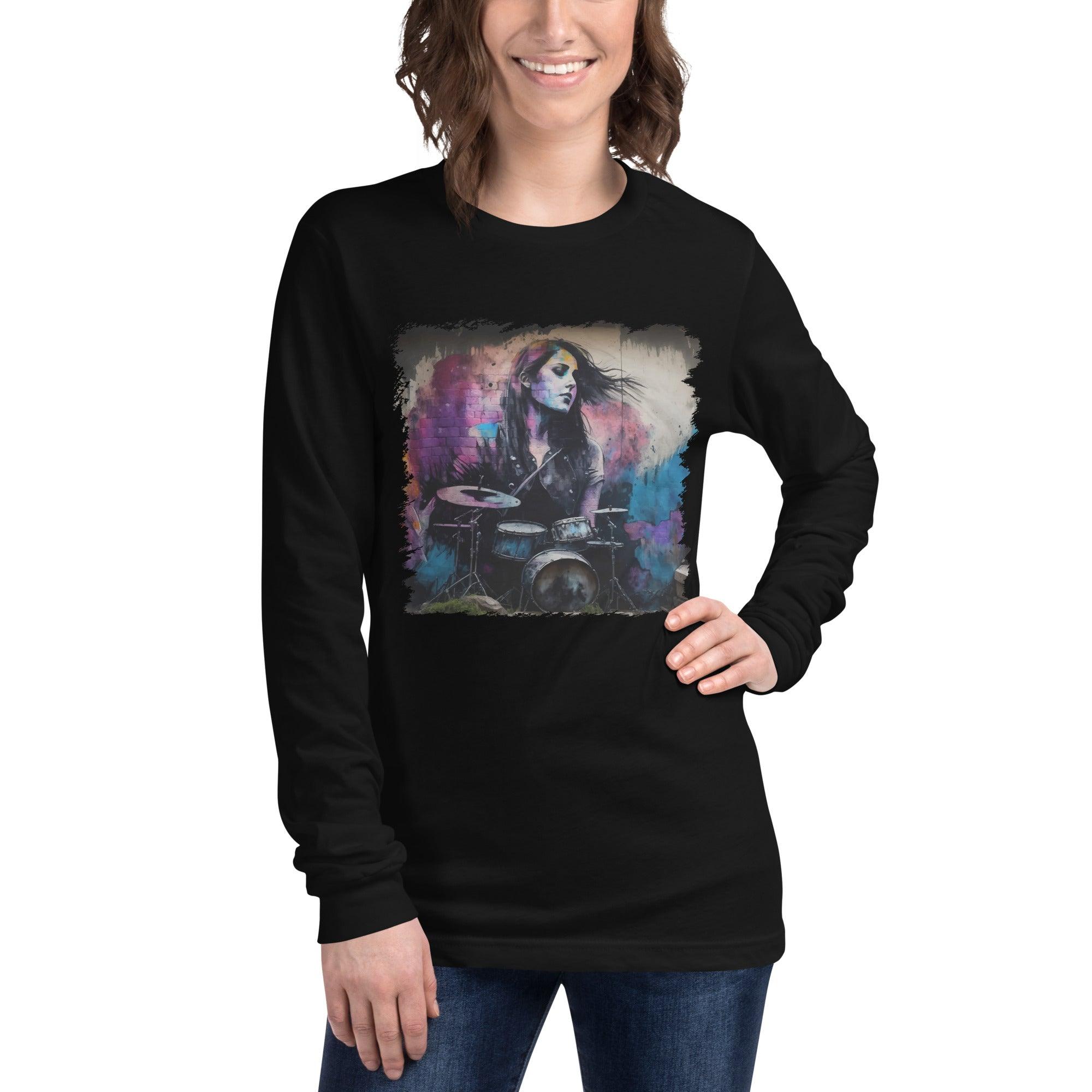 She Drums With Power Unisex Long Sleeve Tee - Beyond T-shirts