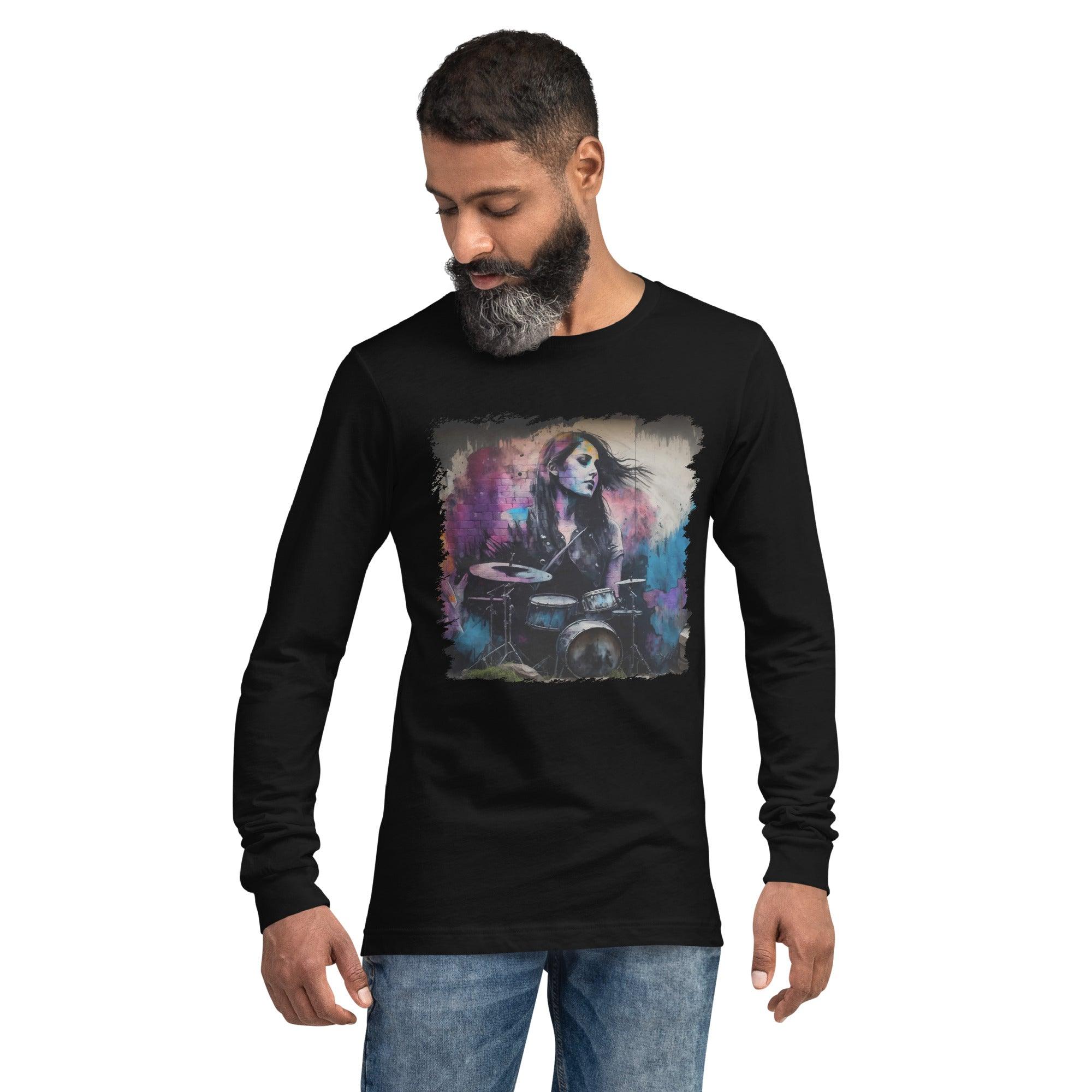 She Drums With Power Unisex Long Sleeve Tee - Beyond T-shirts