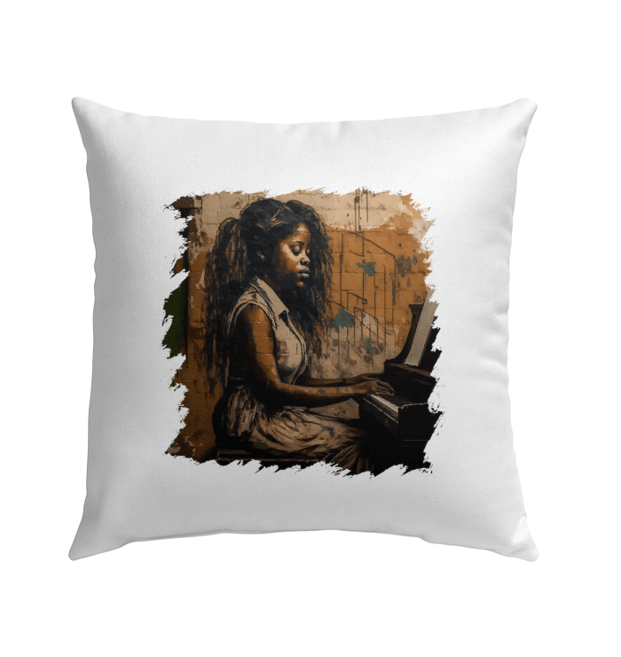 She Makes Keys Sing Outdoor Pillow - Beyond T-shirts