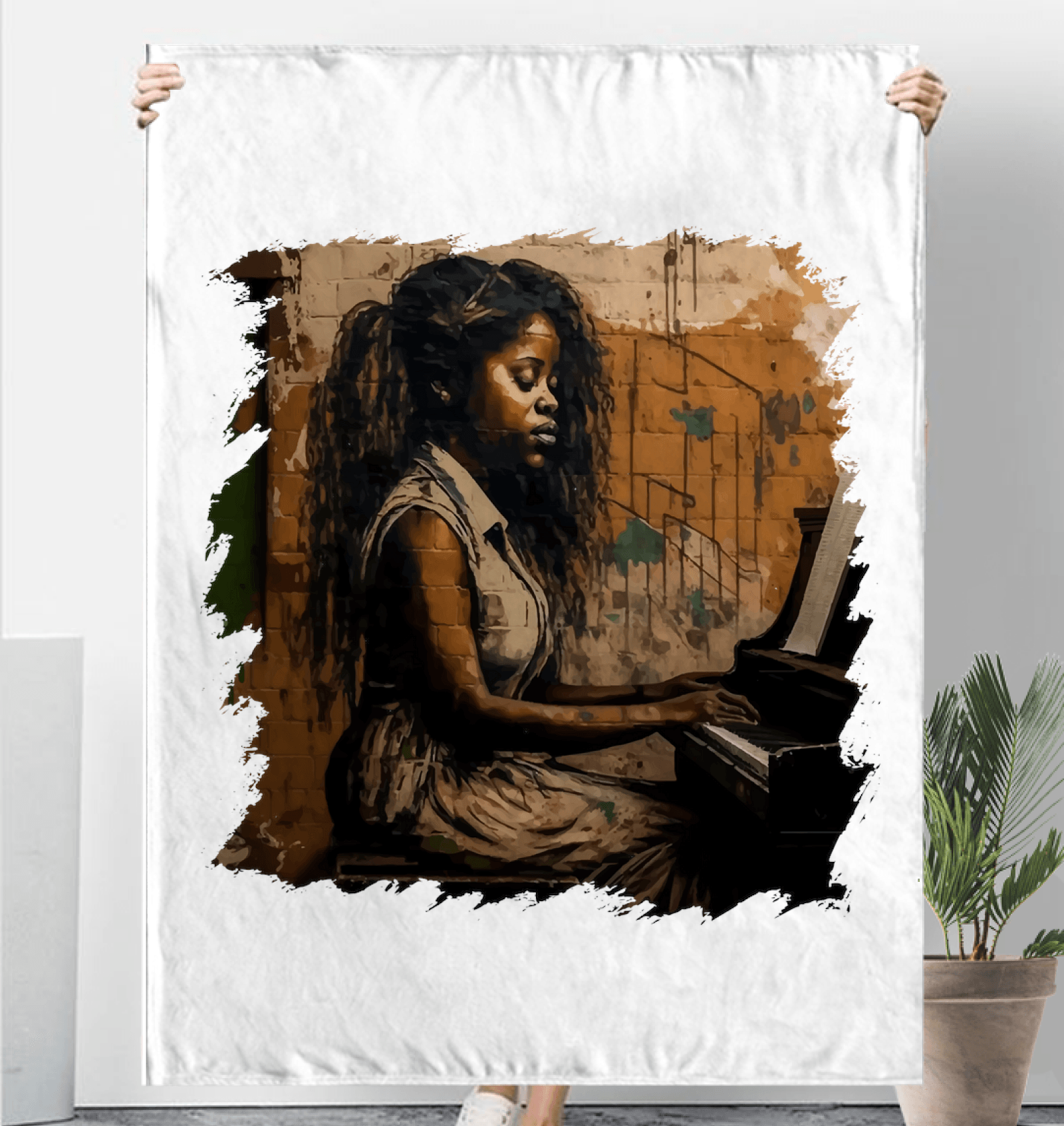 She Makes Keys Sing Sherpa Blanket - Beyond T-shirts