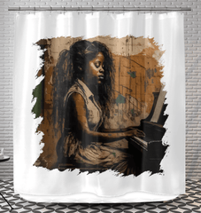 She Makes Keys Sing Shower Curtain - Beyond T-shirts