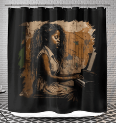 She Makes Keys Sing Shower Curtain - Beyond T-shirts