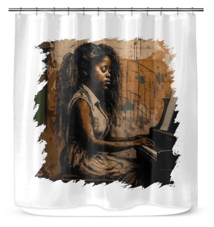 She Makes Keys Sing Shower Curtain - Beyond T-shirts