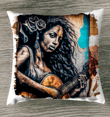 She Plays With Feeling Outdoor Pillow - Beyond T-shirts