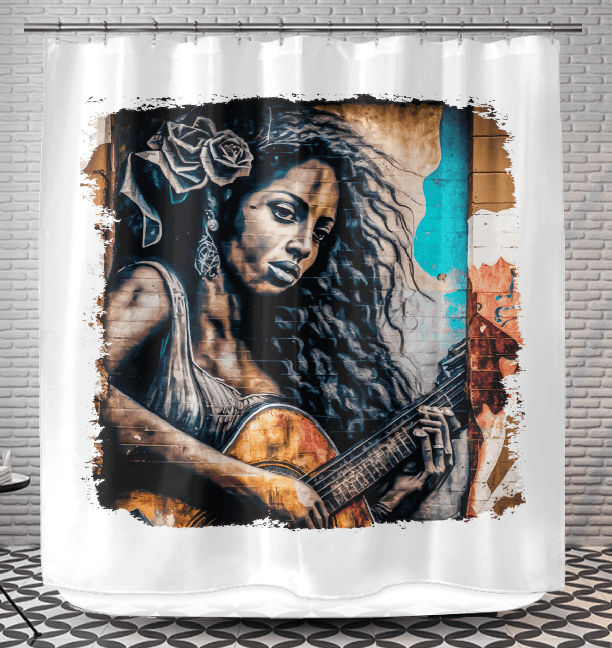 She Plays With Feeling Shower Curtain - Beyond T-shirts