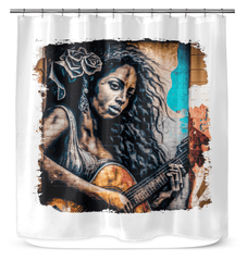 She Plays With Feeling Shower Curtain - Beyond T-shirts