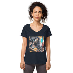 She Plays With Feeling Women’s Fitted V-neck T-shirt - Beyond T-shirts