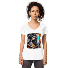 She Plays With Feeling Women’s Fitted V-neck T-shirt - Beyond T-shirts