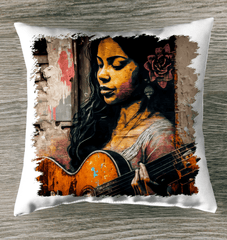 She Strums With Soul Indoor Pillow - Beyond T-shirts