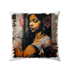 She Strums With Soul Outdoor Pillow - Beyond T-shirts