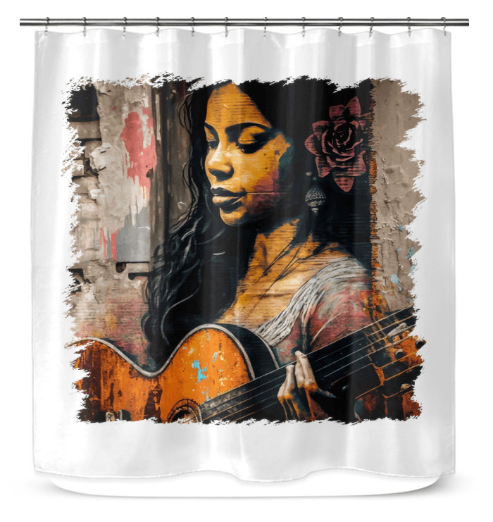 She Strums With Soul Shower Curtain - Beyond T-shirts