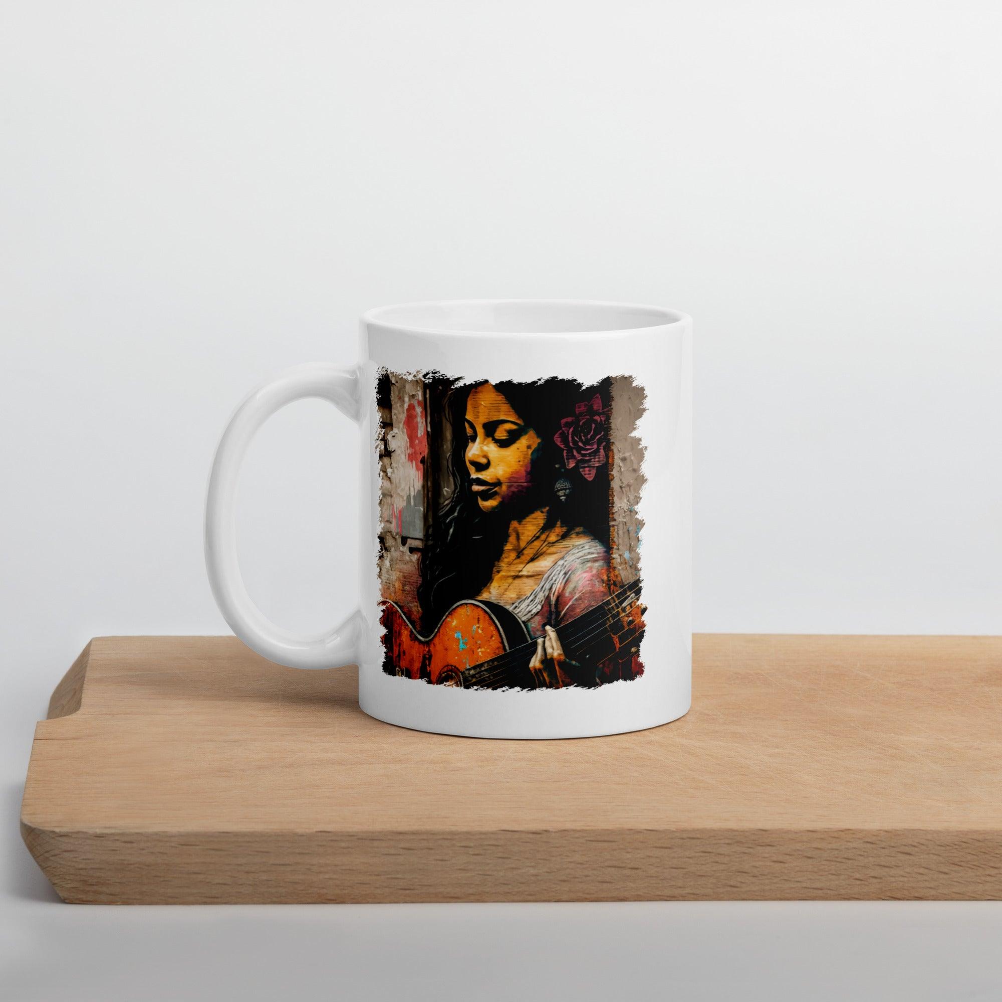 She Strums With Soul White glossy mug - Beyond T-shirts