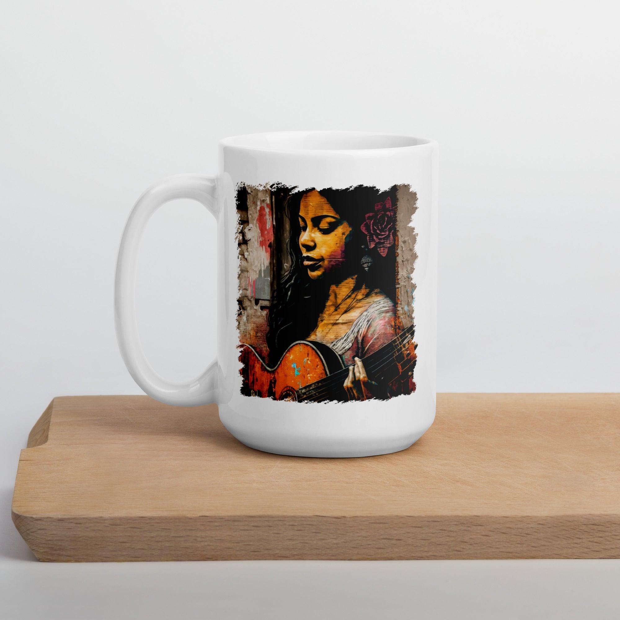 She Strums With Soul White glossy mug - Beyond T-shirts