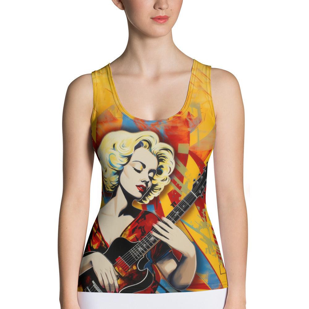 Sing Love Guitar Sublimation Cut Sew Tank Top Front View