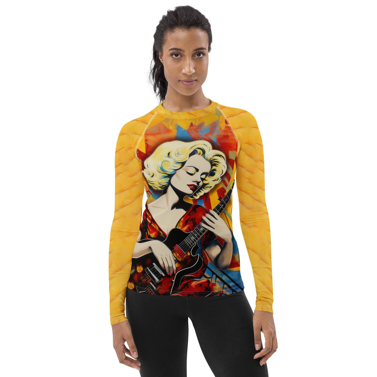 Women's rash guard with guitar design