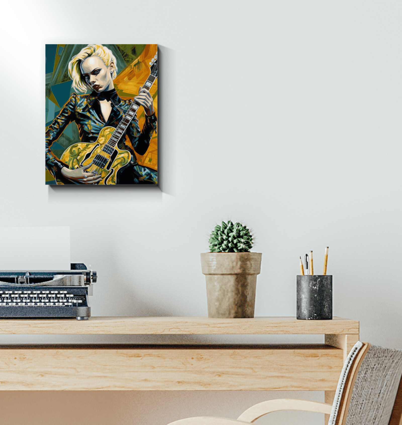 Guitarist and Instrument Canvas Print