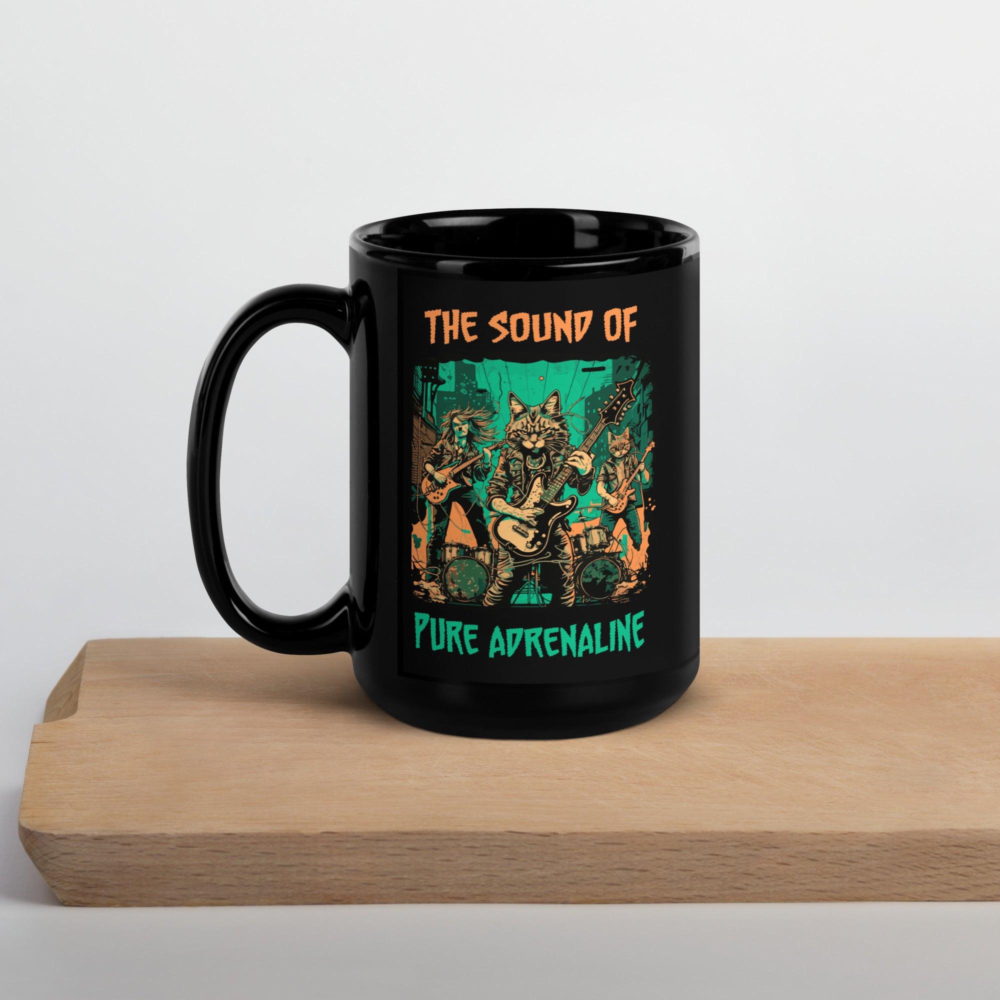 Sound Of Adrenaline Black Glossy Mug - Beyond T-shirts