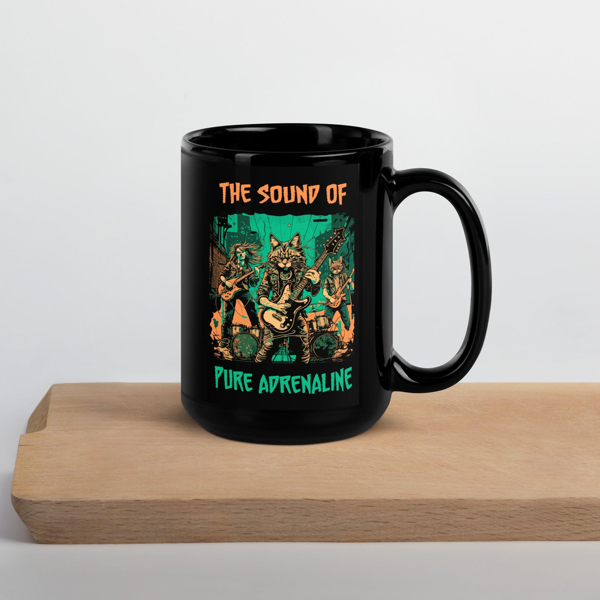 Sound Of Adrenaline Black Glossy Mug - Beyond T-shirts