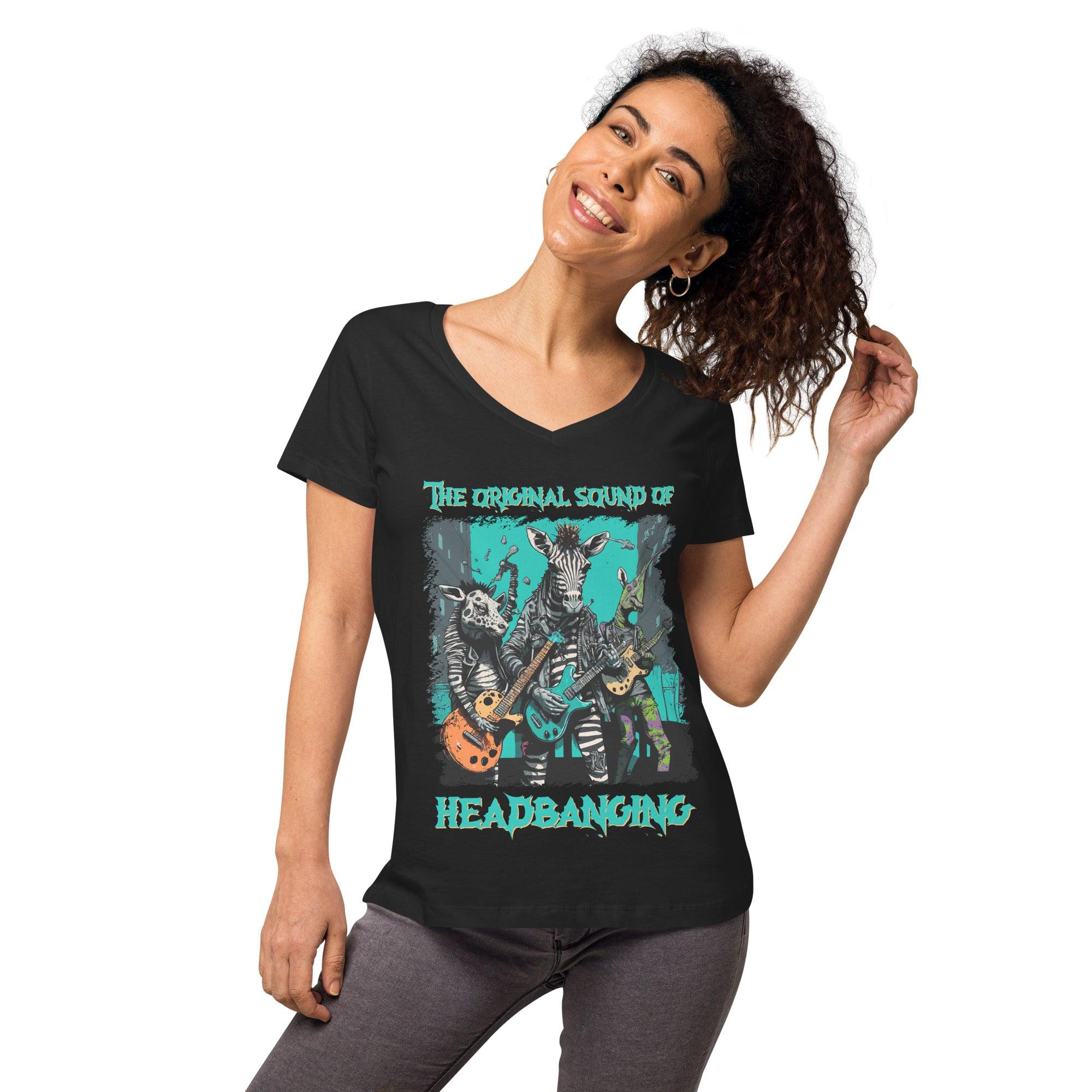 Sound Of Headbanging Women’s Fitted V-neck T-shirt - Beyond T-shirts