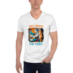 Stay Focused Stay Fierce Unisex Short Sleeve V-Neck T-Shirt - Beyond T-shirts