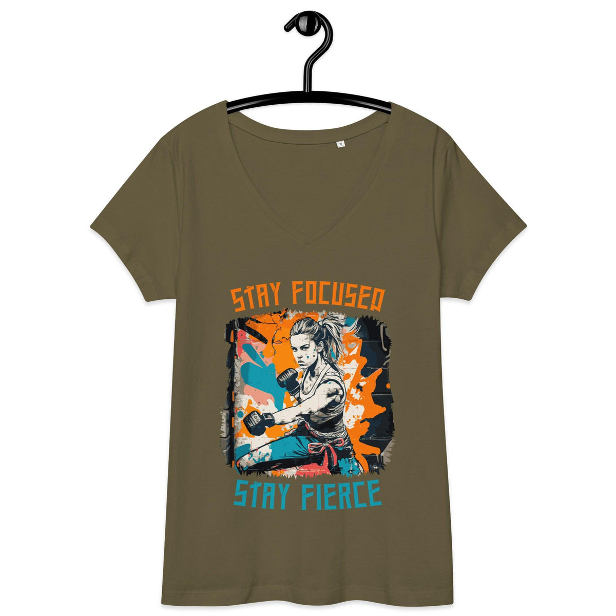 Stay Focused Stay Fierce Women’s Fitted V-Neck T-Shirt - Beyond T-shirts