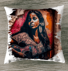 Strings Convey Her Heart Outdoor Pillow - Beyond T-shirts