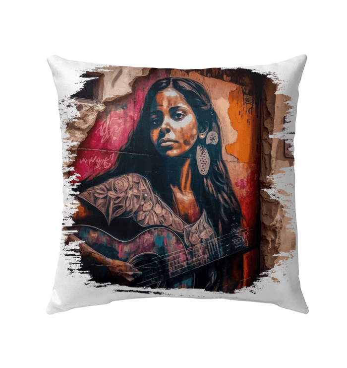 Strings Convey Her Heart Outdoor Pillow - Beyond T-shirts