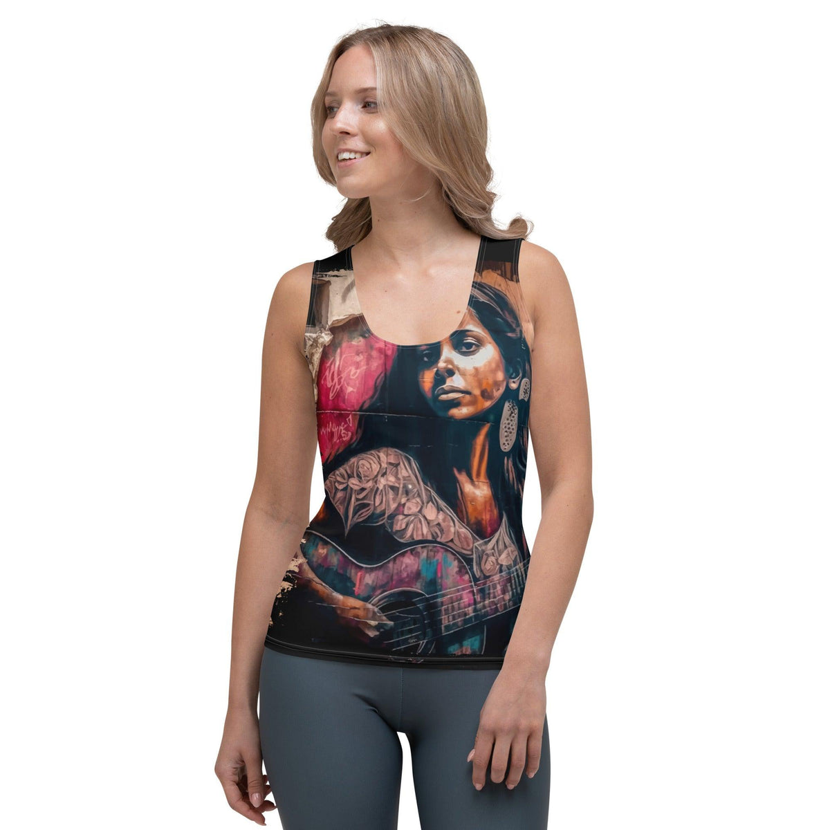 Strings Convey Her Heart Sublimation Cut & Sew Tank Top - Beyond T-shirts