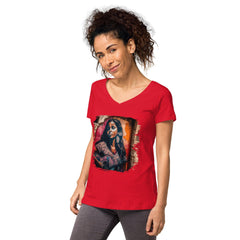 Strings Convey Her Heart Women’s Fitted V-neck T-shirt - Beyond T-shirts