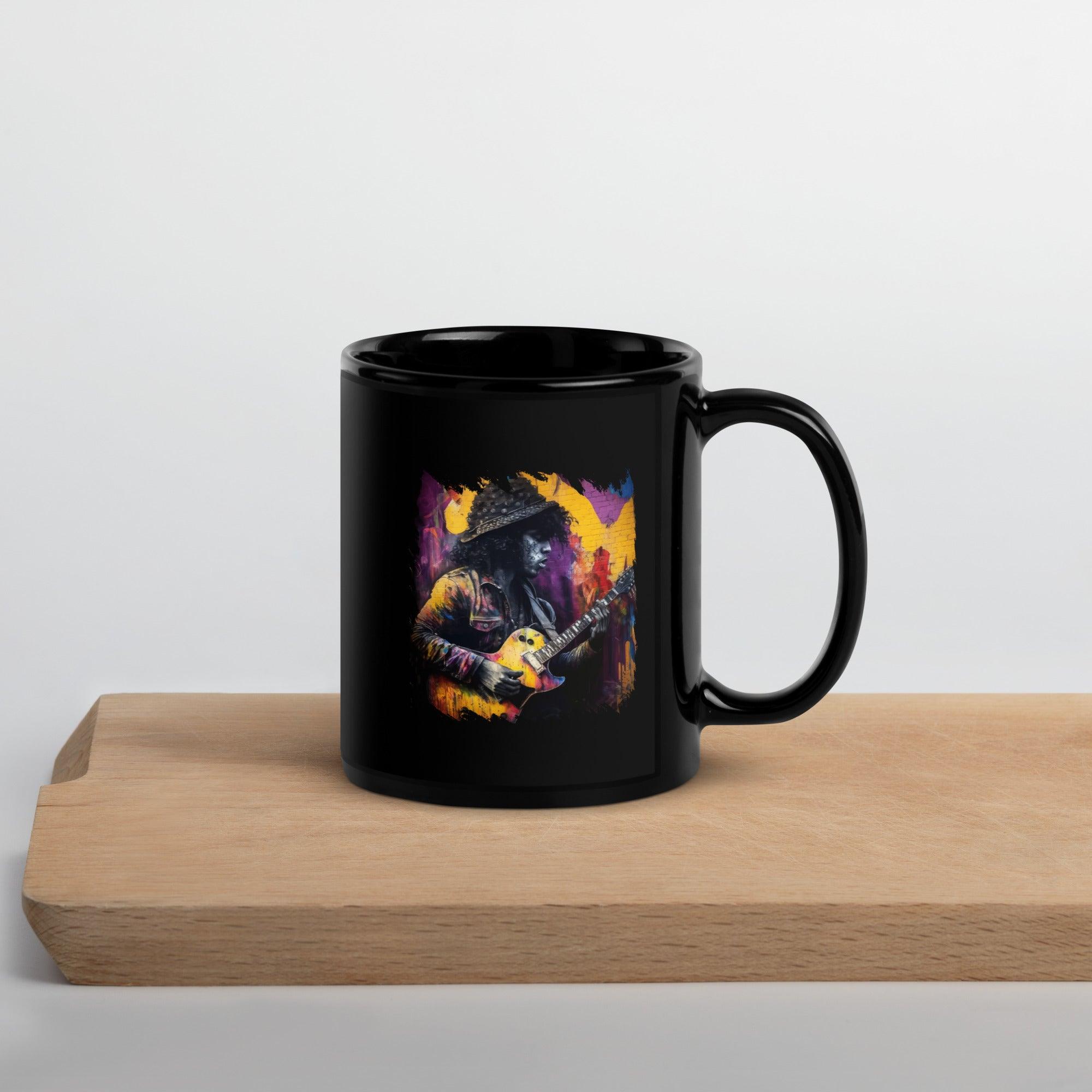 Strings Tell His Story Black Glossy Mug - Beyond T-shirts