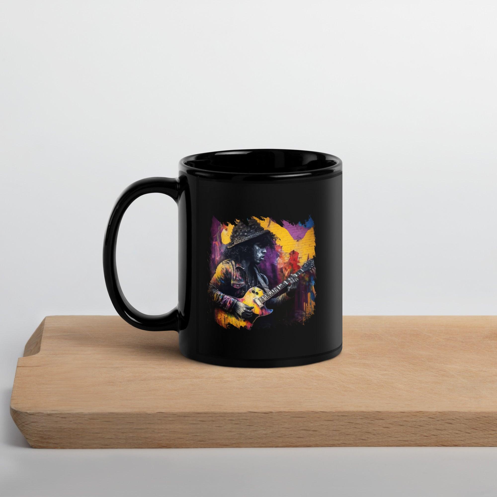 Strings Tell His Story Black Glossy Mug - Beyond T-shirts