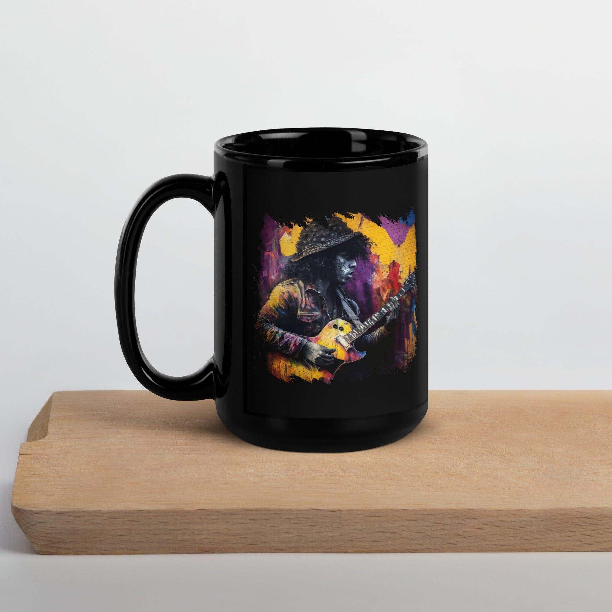 Strings Tell His Story Black Glossy Mug - Beyond T-shirts