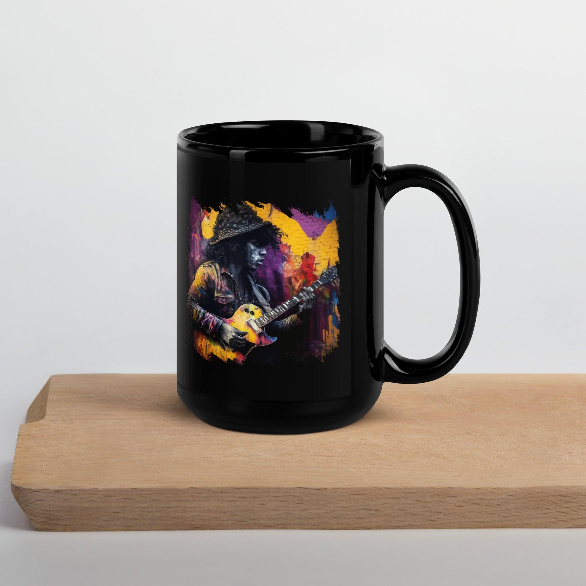 Strings Tell His Story Black Glossy Mug - Beyond T-shirts