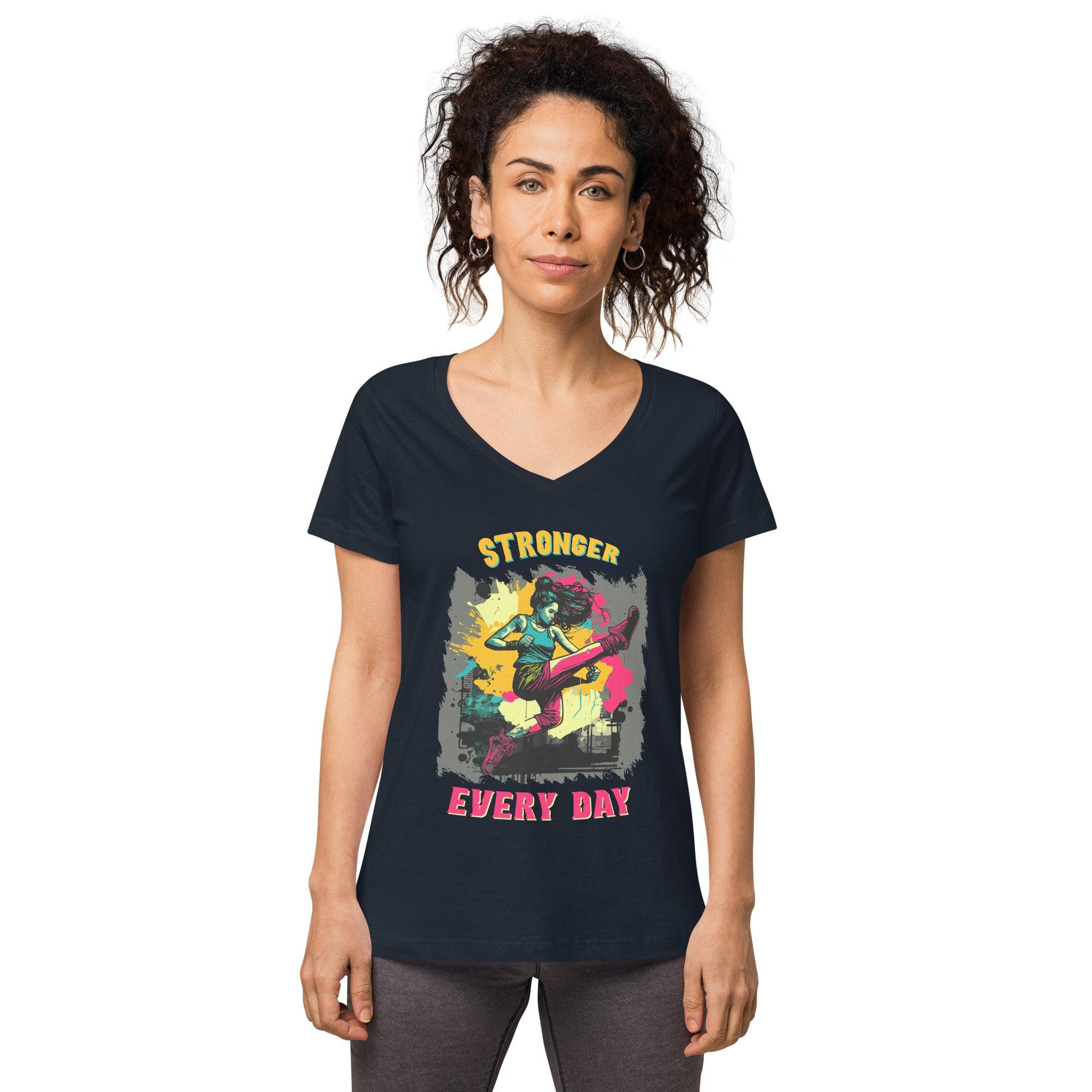 Stronger Everyday Women’s Fitted V-Neck T-Shirt - Beyond T-shirts