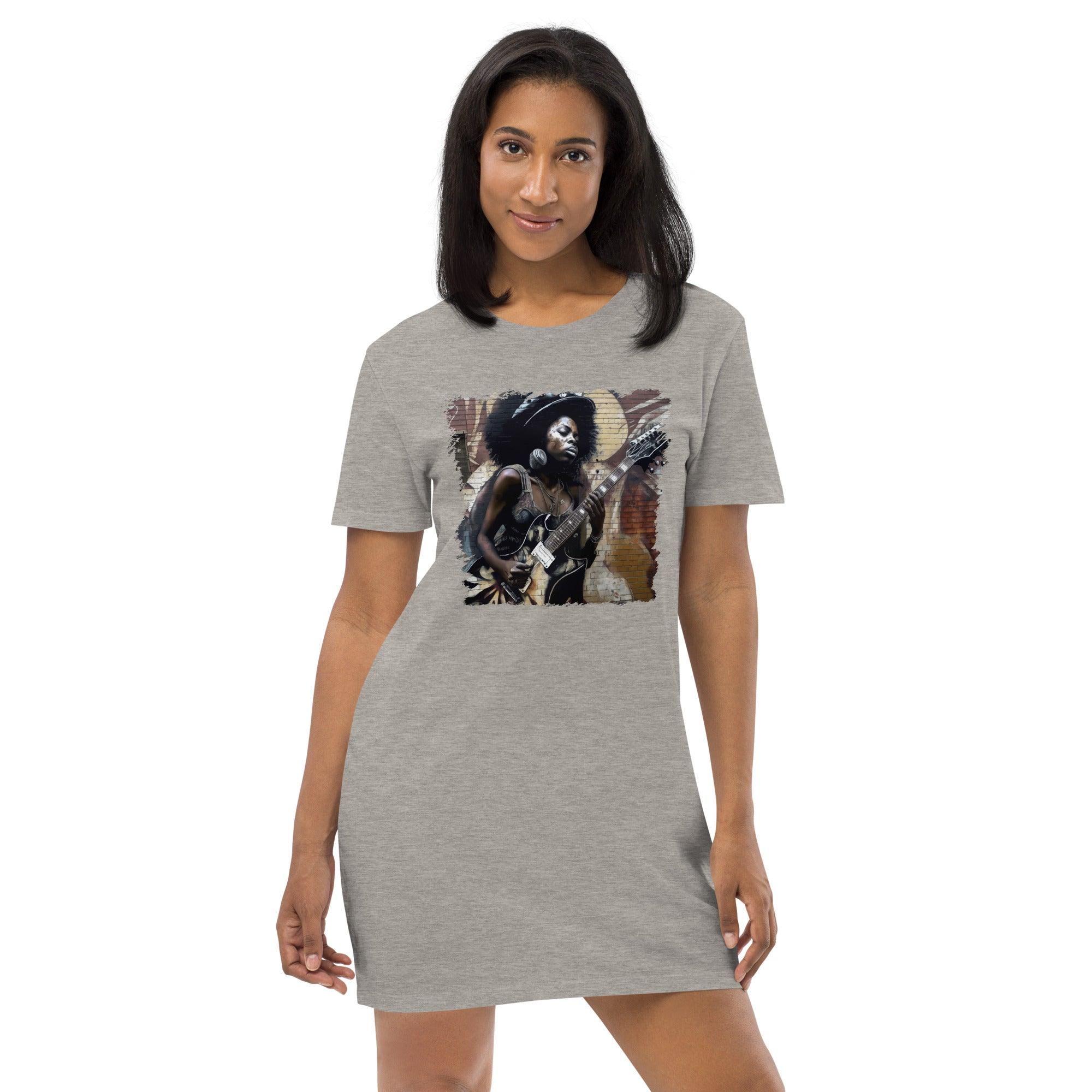 Strumming With Soul and Passion Organic Cotton T-shirt Dress - Beyond T-shirts