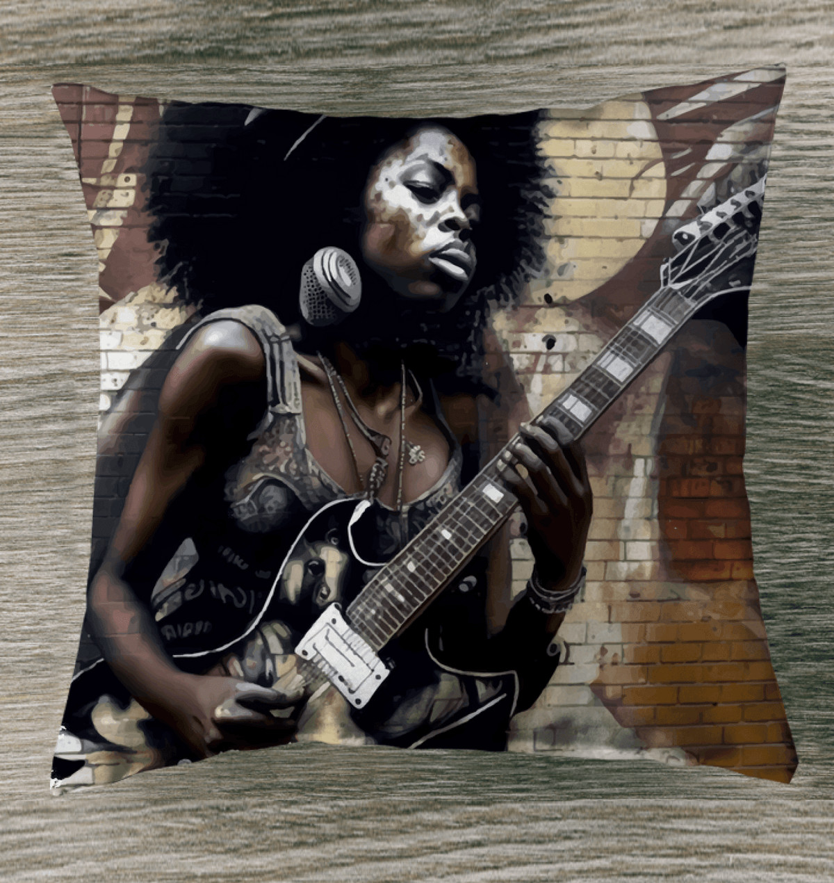 Strumming With Soul and Passion Outdoor Pillow - Beyond T-shirts